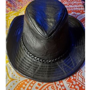 Casual Outfitters Vintage Leather Cowboy Hat Black